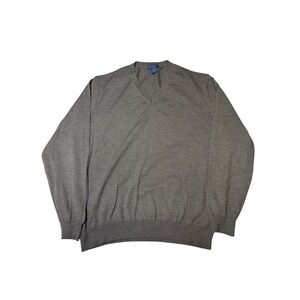 Joseph & Lyman Mens XXL Gray V Neck Merino Wool Sweater Made in Italy